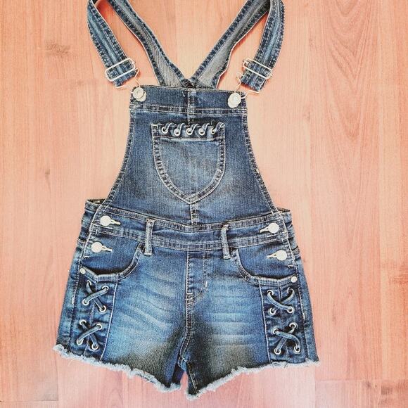 JORDACHE CUT OFF GIRLS OVERALLS SIZE 6/6X - Picture 2 of 8